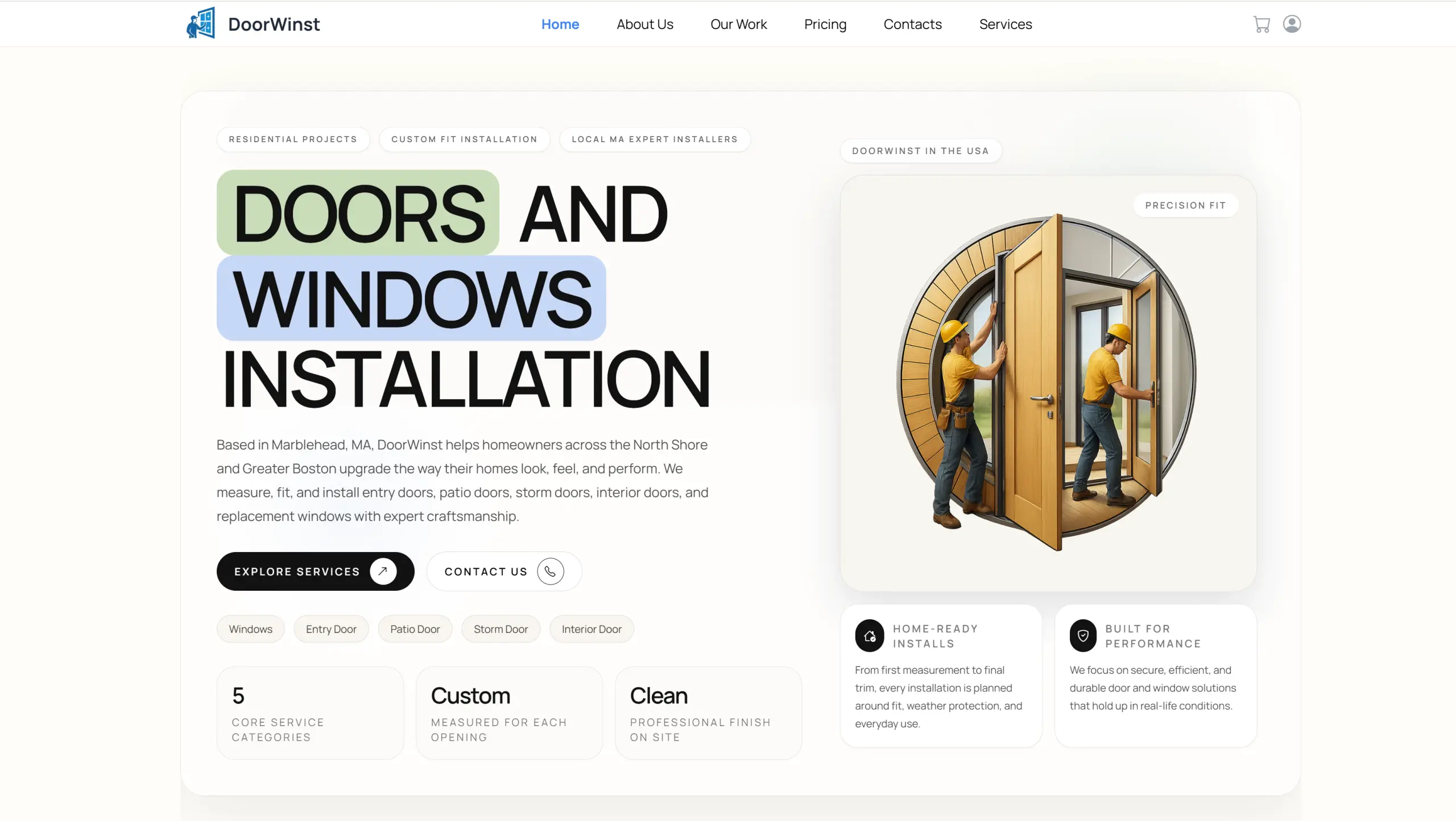 Скриншот платформы для американского подрядчика DoorWinst